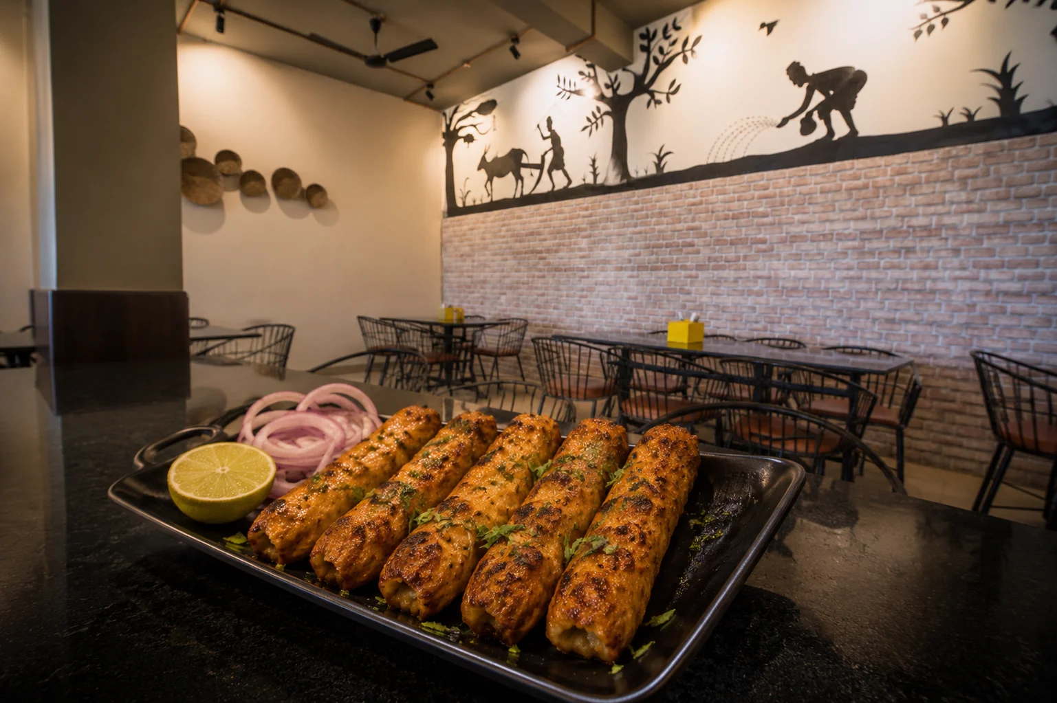 Chicken Seekh Kebab - Non-Veg dish at The Farmer's Kitchen Shirwal